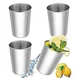 4 Teiliges350ml Edelstahl-Becher Set, Unzerbrechliche Schnaps-Becher, Schnaps-Gläser aus Metall, für Camping Party Haushalt Reisen Bar