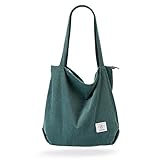 KALIDI cord Tasche Damen Umhängetasche mit Reißverschluss,Groß Shopper Tasche Tote Bag Handtasche Schultertaschen für Arbeit Büro Reisen Einkaufen Schule und Alltag (Hellgrün)