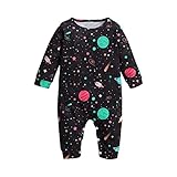 Baby Neugeborene Junge Neugeborenes Kind Kinder Jungen Outfits Star Prints Langarm Overall Strampler Niedliche Kleidung Kinder Schlafanzug Jungs (Black, 6-9 Months)