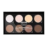 NYX Professional Makeup Highlight & Contour Pro Palette, Puder Konturen Kit, 8 verblendbare Matte und Perlmutttöne