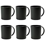 Hausfelder Kaffeebecher mit Henkel, 6 x 360 ml Becher Set bruchfest aus Kunststoff, Camping Tassen Kunststoffbecher Set (SpaceBlack)