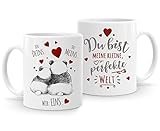 Moonworks® Kaffee-Tasse Panda Ich Deins Du Meins Wir Eins Liebes-Geschenk Valentinstag Liebesbeweis Liebeserklärung Meine kleine, perfekte Welt weiß Keramik-Tasse