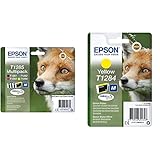 Epson Original Durabrite Ultra, Multipack T1285 Tintenpatrone. Sortierte Farben (Schwarz, Gelb, Magenta, Cyan) & Original T1284 Tinte Fuchs, S22 SX125 SX420W BX305F BX305FW, (gelb)