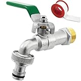 SHYNE Premium 3/4 Zoll Wasserhahn aus Messing rost- und frostsicher + Gratis Schlauchanschluss + PTFE Band + E-Book | für Garten, Waschmaschine, Regentonne