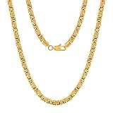 VEXXS Kette Herren 4/6mm, 18K Gold beschichtet Edelstahl Königskette, Byzantinische Goldkette für Herren Damen Mädchen Männer Jungen, Hip Hop Schmuck Geschenk,45-65cm