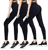 TNNZEET 3er Pack Leggings Damen High Waist Schwarz Leggins Blickdicht für Sport Gym(Schwarz/Schwarz/Schwarz,S-M)