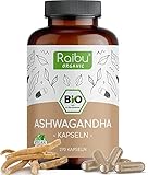 Raibu® Ashwagandha Kapseln BIO (270 Kapseln x 600mg) Hochdosiert I Ashwaganda Schlafbeere in bester Bio Qualität ohne Zusätze in Deutschland hergestellt