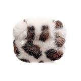 Miagon für AirPods Pro 2019 Pelz Hülle,Super Weich Winter Warm Leopard Hase Kunstpelz Plüsch Fluffy Case Cover für Mädchen Kinder Jungen für AirPods Pro,Weiß