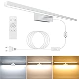 APONUO LED Spiegelleuchte mit Schalter, 15W 60cm 1400LM 3000K-6000K Dimmbare Badezimmerspiegelleuchte mit Fernbedienung Edelstahl Schminkbeleuchtung IP44 600mm Wandleuchte Bilderleuchte