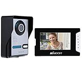 HAOTING 7 Zoll Farb-LCD-Monitor Video Doorbell 2-Wege Gegensprechanlage Video Door Phone Outdoor Kamera Indoor Monitor Kit Unlock 16 Music Rings Einstellbare Lautstärke Brightness Night Vision