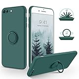 iPhone 7 Plus Hülle, iPhone 8 Plus Hülle Handyhülle, SouliGo Silikon Gel Slim Case Cover mit 360 Grad Ring Halter Ständer stabil Kratzfest Hülle für iPhone 7 Plus/8 Plus 5.5 Zoll Kieferngrün