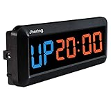 Jhering LED Intervall Timer, Countdown/Up Uhr, Stoppuhr, Gym Timer mit Fernbedienung, Workout Timer für Heim Garage Fitnessstudio, Tabata EMOM MMA(Blau/Rot)