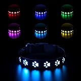 Ankilo LED Leuchthalsband Hund,Leuchthalsband für Hunde Aufladbar,Hundehalsband Leuchtend Halsband für Hunde Einstellbare Größe Sicherheit,7 Farbwechsel Halsband Hund Helle Sicherheit,11,8' - 15,7IN,S