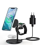 Wireless Charger,3 in 1 induktive Ladestation Kompatibel mit Mag Safe Ladegerät für Apple Watch 7/SE/6/5/4/3/2 AirPods Pro/3/2 für iPhone 14/13/12Pro Max/14 Plus/Pro,18W kabellose Ladepad Ladeständer