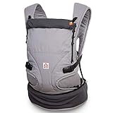 Ruckeli Basic Slim Babytrage | Fullbuckle | 50/56-98 cm | Bauchtrage & Rückentrage & Hüfttrage | ab Geburt bis Kleinkindalter | Baby Carrier | Smoky Grey