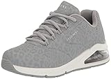 Skechers Damen UNO 2 Sneaker, Durabuck Netzbesatz mit Leopardenmuster, Grau, 42 EU