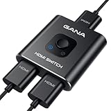 HDMI Splitter HDMI Switch, GANA 4K HDMI Splitter Bidirektionaler 2 In 1 Out oder 1 In 2 Out HDMI Verteiler Manueller HDMI Umschalter unterstützt HD 4K 3D für HD TV/Fire Stick/Xbox/PS3/PS4 (Schwarz)