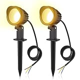 MEIKEE 7W Gartenleuchte mit Erdspieß 85-265V/AC Warmweiß 2700K 500LM LED Gartenstrahler IP66 Wasserdicht Veschwenkbar Metall für Baum, Wiese, Garten 2Pack