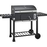 Jamestown JAXON XL Holzkohle-Grillwagen mit höhenverstellbarer Kohlewanne & Deckelthermometer inkl. Flaschenöffner | Hochwertiger Grill für ein gelungenes Barbecue