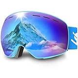 Trusiel Skibrille, Skibrille Damen Herren Anti-Fog Skibrillen OTG , Skibrille für Brillenträger, 400 UV-Schutz Schneebrille Kompatibler Helm (Blau (VLT 15%))