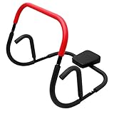 ECD Germany Bauchtrainer AB Trainer mit Kissen für Crunches und Liegestütze - Schwarz/Rot - 50x71x50 cm - Bauchmuskeltrainer AB Roller Fitnessgerät Rückentrainer Sixpack Fitness Trainer für Sit-Ups