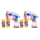 Schramm® 2 Stück Led Seifenblasenpistolen incl. 2x50ml Seifenblasenpistole Seifenblasen Flüssigkeit OHNE BATTERIEN Pistole Bubble Gun