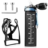 Kapsuen Flaschenhalter Fahrrad Set, Getränkehalter Fahrrad mit 700ml Wasserflasche, Schrauben, Leicht Stark Trinkflaschenhalter für MTB, Rennrad, Fahrrad, Mountainbikes Flasche Halter Black