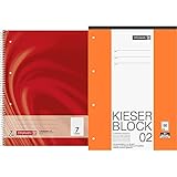 Brunnen 106720702 Notizblock / Collegeblock (kariert, A4, 40 Blatt, 7 mm Lineatur 7) & 1042942 KIESER-Block Lineatur 2 (A4, 50 Blatt, gelocht, 80 g/m², Klasse 2)