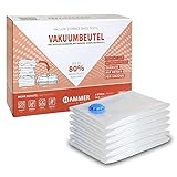 HAMMER Vakuumbeutel für Kleidung (6er Set, 3x 100x80 cm, 3x 80x60 cm) BPA frei, Aufbewahrungsbeutel für Reisen, Umzüge, Zuhause, wiederverwendbar, Vacuum Bags Clothing