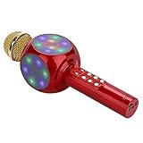 RIVNN Kinder Mikrofon Handheld Bluetooth Mikrofon Lautsprecher Karaoke Maschine mit LED Tanzen Lichtern