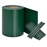 Juskys PVC Sichtschutzstreifen Doppelstabmatten Zaun - 35m x 19 cm - 30 Befestigungsclips - grün - Zaunfolie Sichtschutz Windschutz Garten Gartenzaun