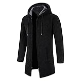 Kapuze Wintermantel Herren gefüttert mit Stehkragen Steppjacke Winddicht Business Überzieher Schlank Wanderjacke Softshelljacke Kapuzenjacke outdoorjacke Übergangsjacke, Schwarz, L