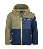 Trollkids Kinder Fleecejacke Aurlandsfjord, Moos/Mystikblau/Goldgelb, Größe 140