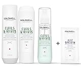 Goldwell Dualsenses Curls & Waves Feuchtigkeits Set - Shampoo 250ml + Conditioner 200ml + Serum Spray 150ml + Just Smooth Sachet