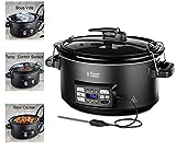 Russell Hobbs Multikocher 3-in-1 [Slow Cooker, Sous Vide, Bräter + Kerntemperatursensor] schwerer 6,5l Keramik-Gartopf für opt. Temperaturverteilung (digitales Display/Timer,Temperaturanzeige)25630-56