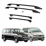 Relingträger Dachträger Dachgepäckträger Kompatibel mit VW T5 T6 Transporter Multivan Kurzer Radstand | Fahrradträger Dachboxen Dachgepäckablage | Eloxiertem Aluminium Schwarz mit TÜV ABE 4 TLG