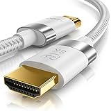 10m 8K HDMI Kabel 2.1-8K @ 60Hz - 4K @ 120Hz - 10m (Meter) - HDTV 7680 x 4320 - UHD II - HDMI 2.1 2.0a 2.0b - HDMI-Kabel Ethernet - HDR - ARC - kompatibel zu PS4 PS5 Xbox Xbox Series X - weiß