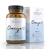 Arktis BioPharma Omega-3 – 90 Fischöl-Kapseln mit Vitamin E, DHA und EPA, 1000 mg reines Fischöl je Kapsel, Laborgeprüft, ideal zur Unterstützung von Herz und Gehirn