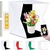 Fotobox, Fotozelt Lichtzelt 40x40x40cm mit 3 Lichtmodi 140 LED Mini Mobiles Tragbare Tischplatte Faltbare Fotografie Leuchtkasten, Lichtwürfel Fotostudio mit 6 Hintergrund Einstellbarer Helligkeit