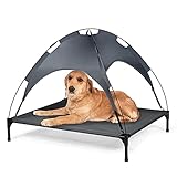 DREAMADE Hundeliege Outdoor mit Dach, Erhöhtes Hundebett Hundeliegeplatz aus Stoff, Haustierbett mit Dach, Schlafplatz für große Hunde bis 40 kg/ 50 kg, Haustierbett für Indoor & Outdoor (XL)