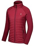 Little Donkey Andy Isolierte Wanderjacke Damen Atmungsaktiv Thermo Running Hybrid Jacke Leicht Warm Red XL