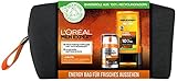 L'Oréal Men Expert Geschenkset für Männer, Mit Duschgel und 24h Feuchtigkeitspflege, Mit Taurin, Minze sowie Vitamin C, Inklusive Kulturbeutel, Hydra Energy Pflegeset, 1 x 350 ml