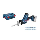 Bosch Professional 18V System Akku Säbelsäge GSA 18 V-LI C (Compact Version, 3x Säbelsägeblatt, ohne Akkus und Ladegerät, in L-BOXX)