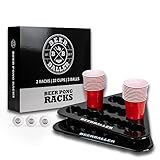 BeerBaller® Racks - Bierpong Set inkl. 2X Bier Pong Rack , 22 Beer Pong Becher & 3 Beerpong Bälle | Festival Zubehör | Mache jeden Tisch zum Beer Pong Tisch!