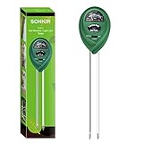 SONKIR MS01 Boden-pH-Meter, 3-in-1-Boden-Feuchtigkeits- / Licht- / pH-Tester Garten-Werkzeugsätze für Garten, Rasen, Bauernhof (grün)