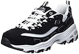 Skechers Damen D'lites Biggest Fan Sneaker, Black Trubuck White Mesh Silver Trim, 37.5 EU