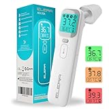 ELERA Fieberthermometer Ohr, Fieberthermometer Kontaktlos mit Vier Messmodi und Vierfarbiger Temperaturanzeige, Stirnthermometer Baby mit 1 Sekunde Messzeit und 40 Speicherfunktionen