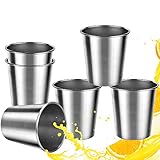 QUCUMER 6 Stück Edelstahlbecher 230ml Edelstahl Becher Trinkbecher Edelstahl Trink Becher Set Stapelbar Lebensmittelechter Gläser Tassen Metallbecher Bierkrüge Edelstahl Tassen für Bier Reise Camping