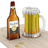 papercrush® Pop-Up Karte Bier - Besondere 3D Geburtstagskarte für Männer (Bester Freund, Papa oder 18. Geburtstag) - Handgemachte Glückwunschkarte mit Bierkrug, Happy Beersday Karte