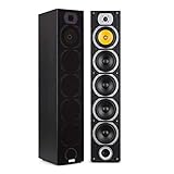 auna V7B - Standlautsprecher, Lautsprecher Boxen, 4-Wege Standboxen, 440 Watt, 3 x 6,5'' Tieftöner, 1 x 6,5'' Subwoofer, 1 x 6,5'' Mitteltöner, 1 x Tweeter, abnehmbare Frontblende, schwarz